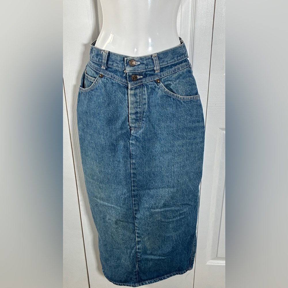 Vintage Levi’s Orange Tab Button Fly Adjustable Split Long Denim Skirt